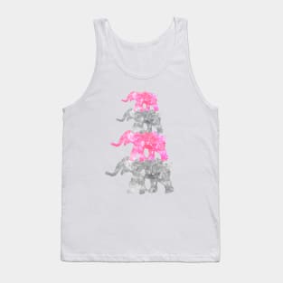 Pink and Grey Elephant Family Watercolor Painting Tank Top